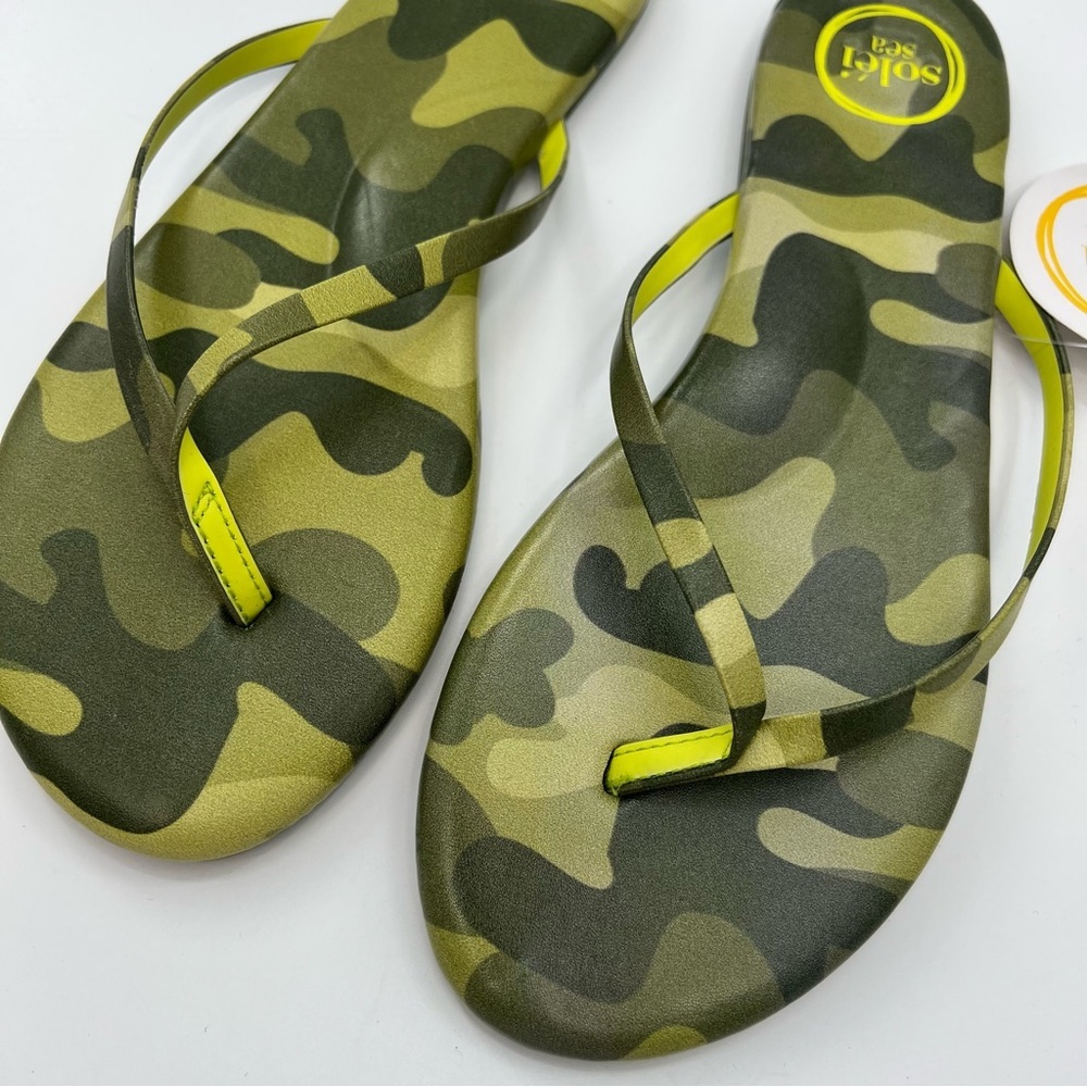 NWT Solei Sea Indie Camo Citron Sandal Camouflage Leather Sandal Green US 8 EU39 - Picture 6 of 11